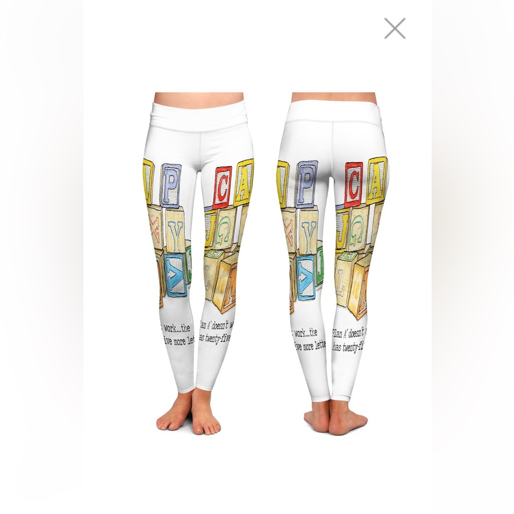 DiaNoche Wearable Art Colorful Block Print Leggings (L)